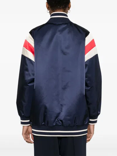 P.a.r.o.s.h Parosh Nobody Logo Patch Bomber Jacket In Blue