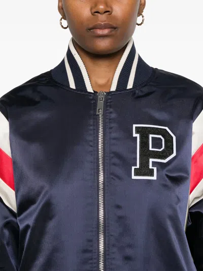P.a.r.o.s.h Parosh Nobody Logo Patch Bomber Jacket In Blue