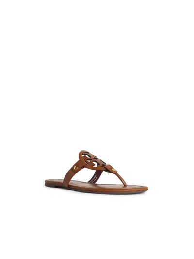 Tory Burch 'miller' Brown Lear Flip Flops In Brown