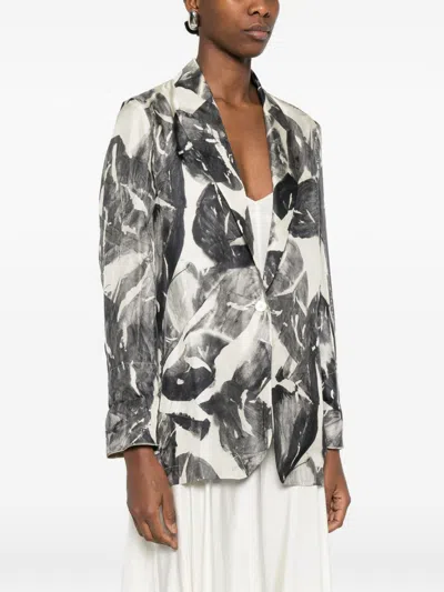 Alysi Single Breasted Jacket All Over Print In Gray