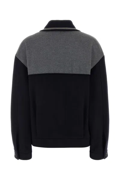 Miu Miu Velour Jacket Contrast Panel Buttoned Cuffs Collar In Black