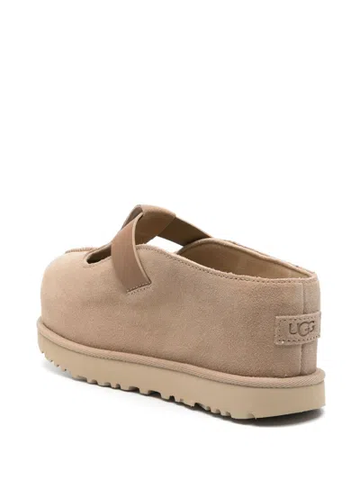 Ugg Smooth Beige Flats With Rounded Toe Design In Neutral