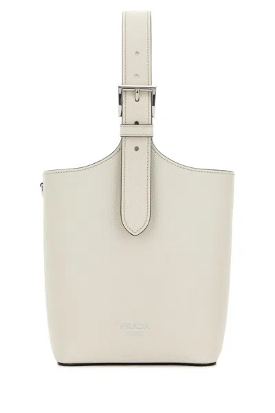 Prada White Leather Shoulder Bag In White