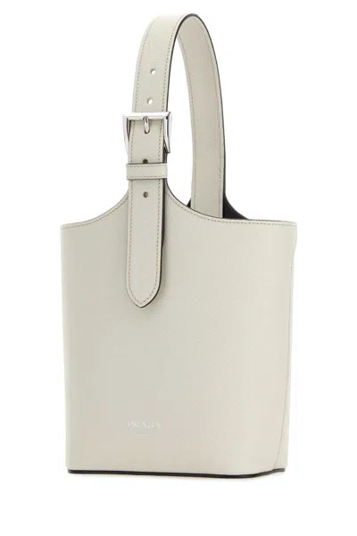 Prada White Leather Shoulder Bag In White