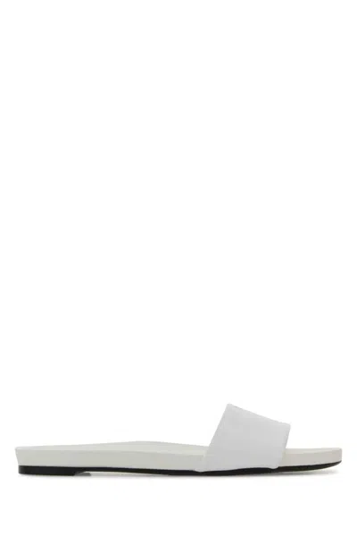 Prada Leather Slippers In White