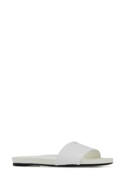 Prada Leather Slippers In White