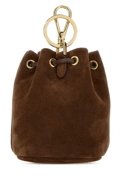 Prada Chocolate Suede Pouch In Brown