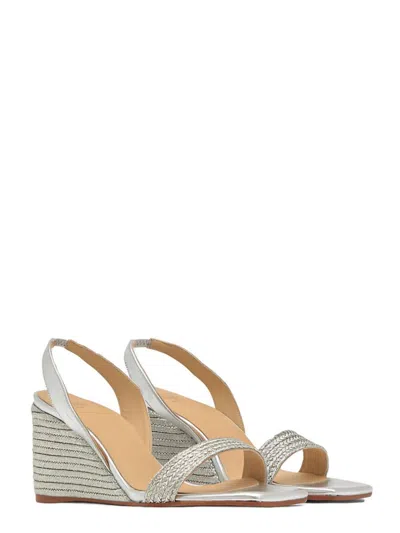 Castaã±er Silver Solid Sandals In Blue