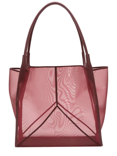 Victoria Beckham Translucent Mesh Panel Tote Bag In Bordeaux
