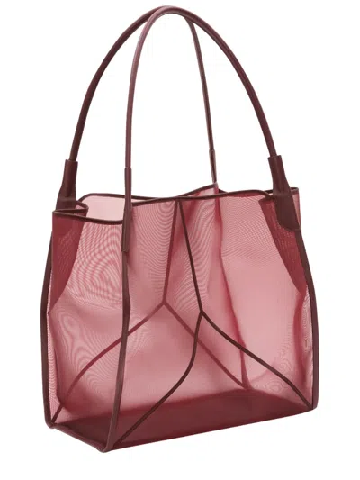 Victoria Beckham Translucent Mesh Panel Tote Bag In Bordeaux