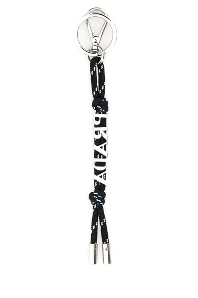 Prada Black Recycled Polyamide Keychain In Red