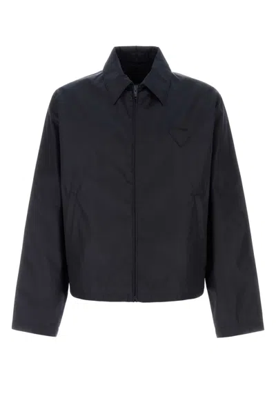 Prada Navy Blue Re-nylon Jacket In Blue
