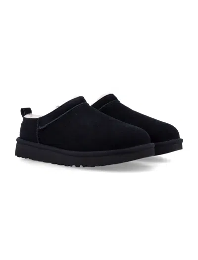 Ugg Black Mutton Leather Classic Micro Boots In Black