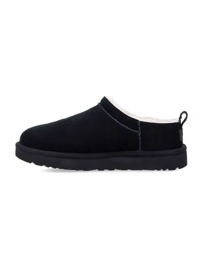 Ugg Black Mutton Leather Classic Micro Boots In Black