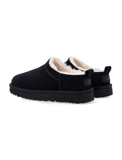 Ugg Black Mutton Leather Classic Micro Boots In Black