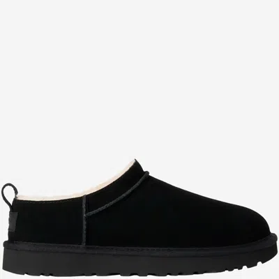 Ugg Black Mutton Leather Classic Micro Boots In Black