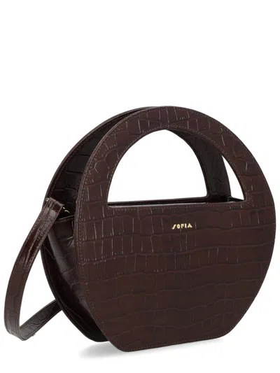 Sofia Mini Edda Embossed Tote Bag In Brown