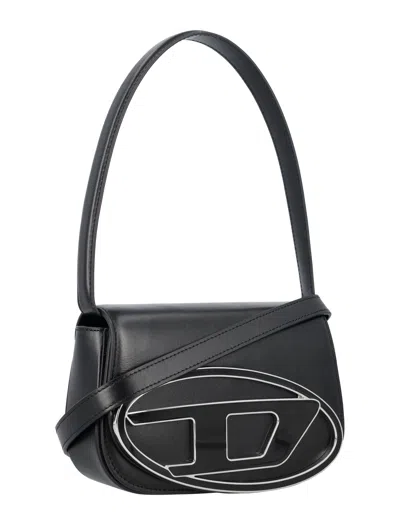 Diesel Mini Shoulder Bag In Soft Nappa Leather With Logo Detail In Black