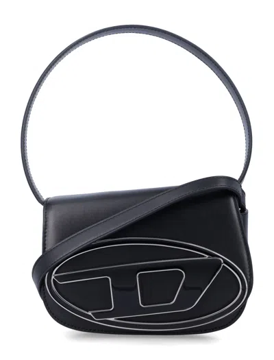 Diesel Mini Shoulder Bag In Soft Nappa Leather With Logo Detail In Black