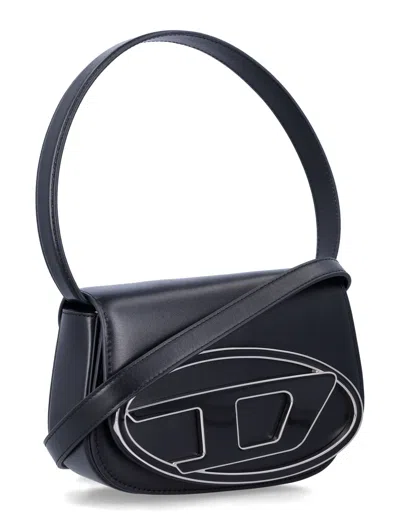 Diesel Mini Shoulder Bag In Soft Nappa Leather With Logo Detail In Black