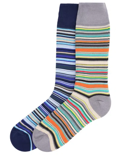 Paul Smith 2 Pack Striped Socks In Multi