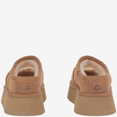 Ugg Mary Jane Platform Slippers With Sheepskin Lining And Plush Insole In Brown