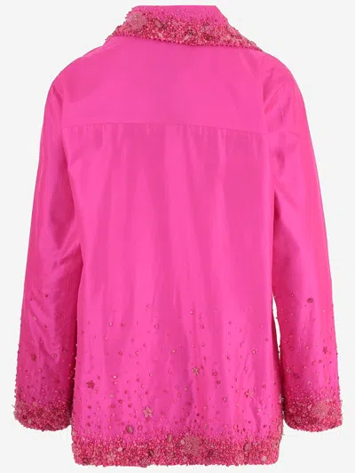 Pero Double Breasted Silk Jacket In Pink