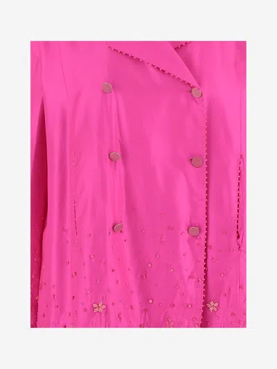 Pero Double Breasted Silk Jacket In Pink