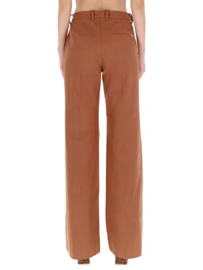Chloé Chloe Women Pantalone Dalla Gamba Ampia In Cotone Mattone In Brown