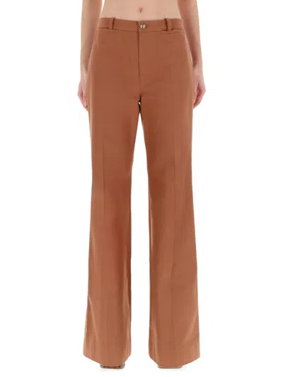 Chloé Chloe Women Pantalone Dalla Gamba Ampia In Cotone Mattone In Brown