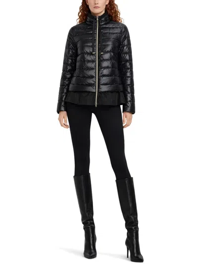 Herno Neutrals Shiny Ruffled Hem Polyamide Down Jacket In Black