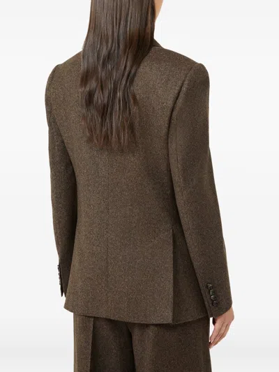 Max Mara Wool Single Breasted Jacket In Brown