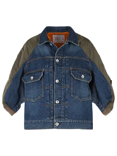 Sacai Buttoned Flap-pockets Denim Jacket In Blue