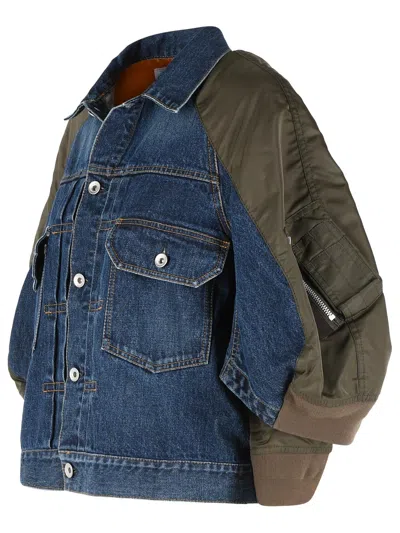 Sacai Buttoned Flap-pockets Denim Jacket In Blue