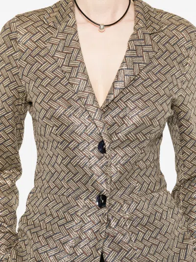 Siyu Tallis Patterned Button-fastening Blazer In Brown
