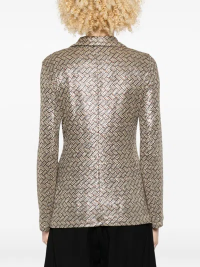 Siyu Tallis Patterned Button-fastening Blazer In Brown