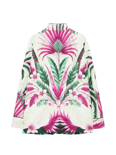 F.r.s . Printed Silk Jacket In Green