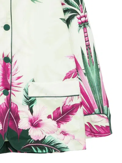 F.r.s . Printed Silk Jacket In Green