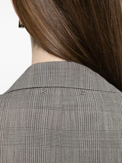 Golden Goose Wool Single Breasted Jacket Check Pattern In Gray