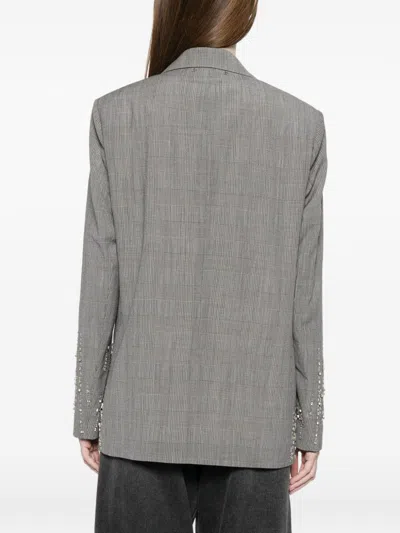 Golden Goose Wool Single Breasted Jacket Check Pattern In Gray