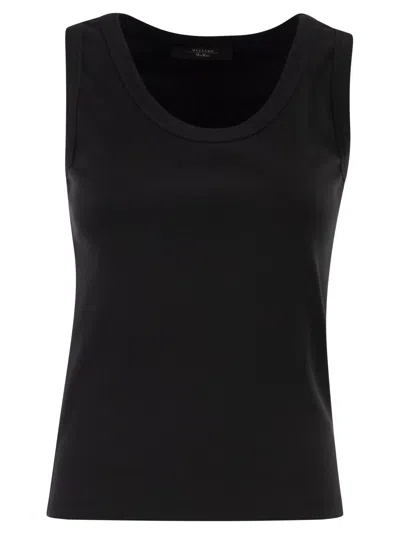 Weekend Max Mara Weekend Maxmara Wkdmultic Stretch Cotton Top In Black