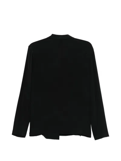 Alysi Silk Blazer Jacket Asymmetric Hem Notched Lapels In Black