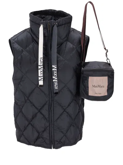 Max Mara The Cube Navy Down Jacket In Black