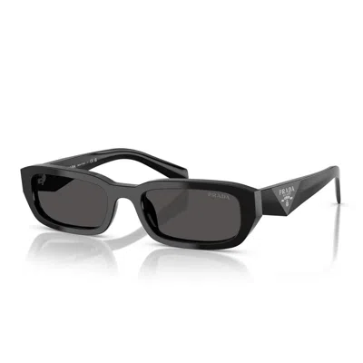 Prada Symbole Rectangular Sunglasses, 55mm In Black