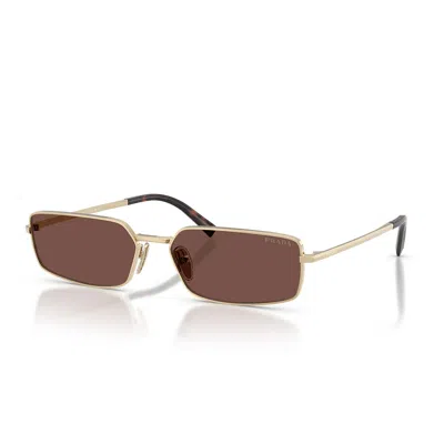 Prada Eyewear Rectangular Frame Sunglasses In Gold