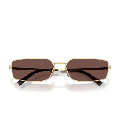 Prada Eyewear Rectangular Frame Sunglasses In Gold