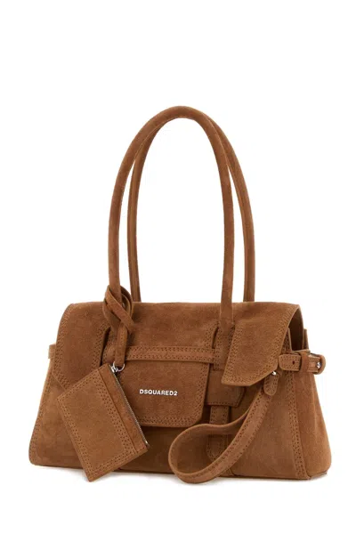 Dsquared2 Dsquared Camel Suede Shoulder Bag In Brown