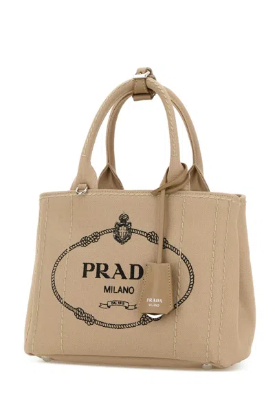 Prada Small Canvas Handbag With Silver-tone Hardware In Pink