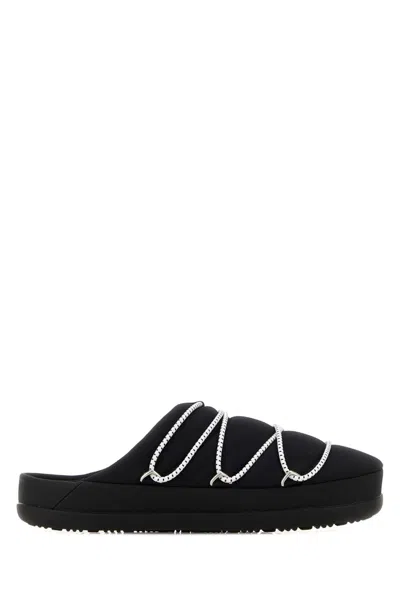 Moon Boot Black Fabric Slippers In Black