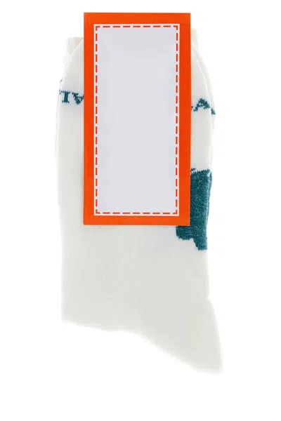 Gallo White Stretch Cotton Blend Socks In Multi